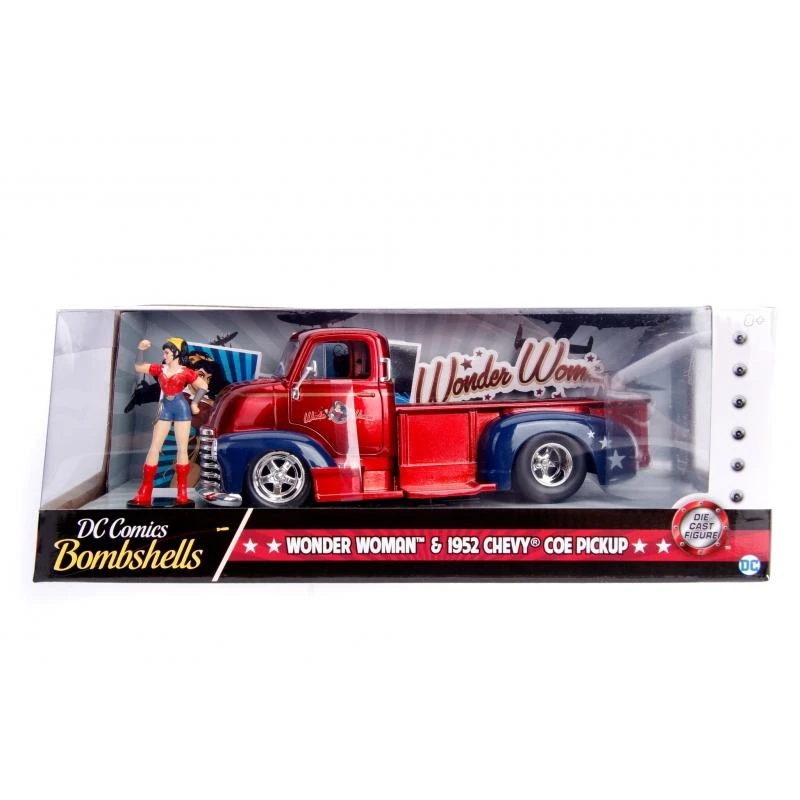 Jada Toys Chevy COE Pickup With Wonder Woman Figure Hollywood Rides 1:24 Scale Die Cast Vehicle 1 Jada Toys Chevy COE Pickup With Wonder Woman Figure Hollywood Rides 1:24 Scale Die Cast Vehicle