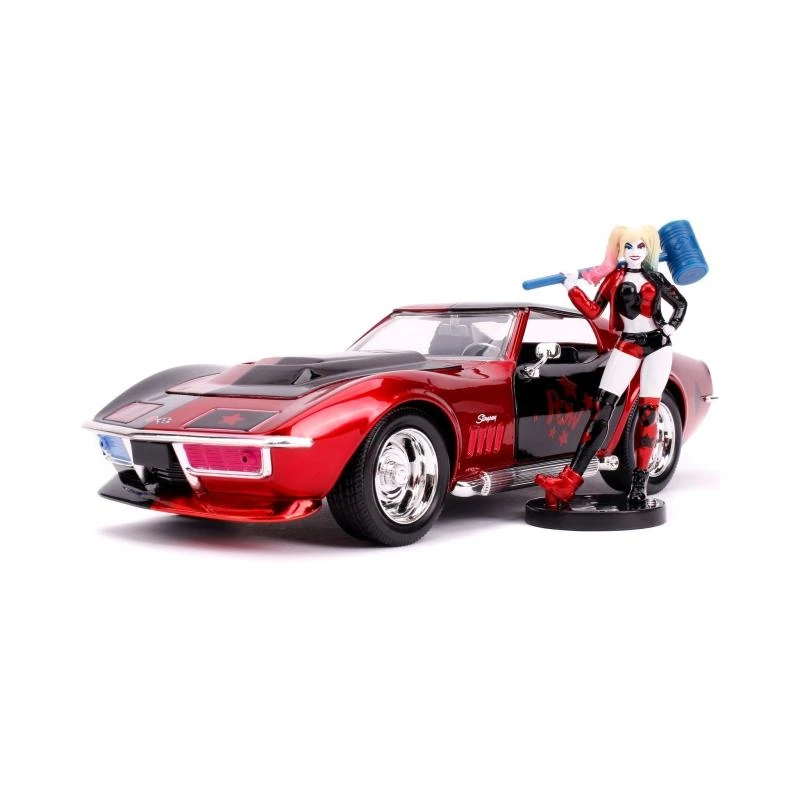 Jada Toys DC Harley Quinn - 1969 Corvette With Harley Quinn Figure Hollywood Rides 1:24 Scale Die Cast Vehicle 2 Jada Toys DC Harley Quinn - 1969 Corvette With Harley Quinn Figure Hollywood Rides 1:24 Scale Die Cast Vehicle - Image 2
