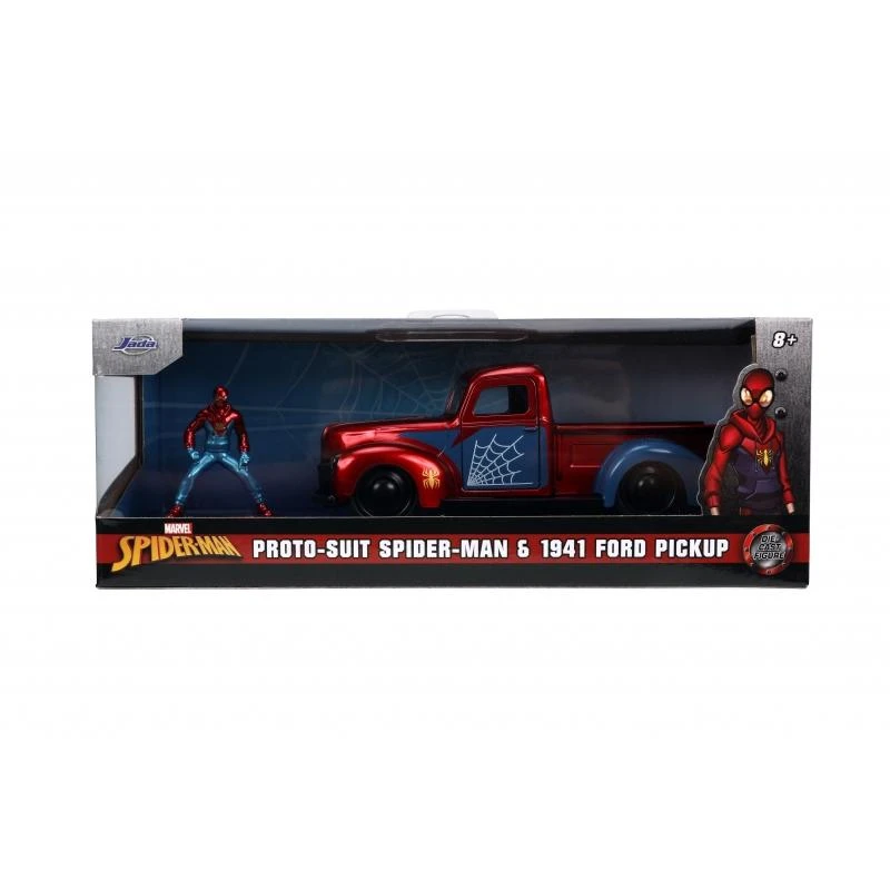 Jada Toys Marvel Spider-Man - 1941 Pickup With Proto-suit Spider-Man Figure Hollywood Rides 1:32 Scale Die Cast Vehicle 1 Jada Toys Marvel Spider-Man - 1941 Pickup With Proto-suit Spider-Man Figure Hollywood Rides 1:32 Scale Die Cast Vehicle