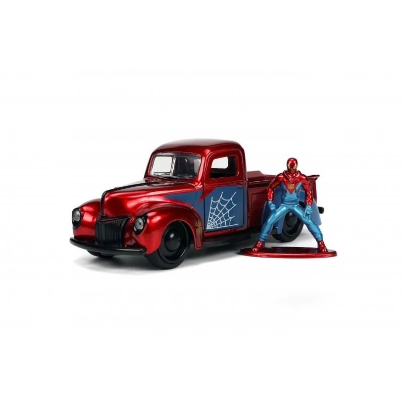 Jada Toys Marvel Spider-Man - 1941 Pickup With Proto-suit Spider-Man Figure Hollywood Rides 1:32 Scale Die Cast Vehicle 2 Jada Toys Marvel Spider-Man - 1941 Pickup With Proto-suit Spider-Man Figure Hollywood Rides 1:32 Scale Die Cast Vehicle - Image 2