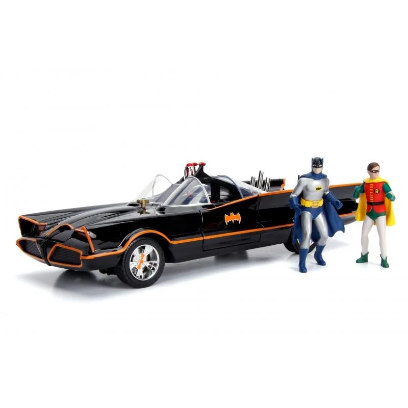 Jada Toys Batman 66 - Batmobile With Working Lights And Batman & Robin Figures Hollywood Rides 1:18 Scale Die Cast Vehicle 1 Jada Toys Batman 66 - Batmobile With Working Lights And Batman & Robin Figures Hollywood Rides 1:18 Scale Die Cast Vehicle