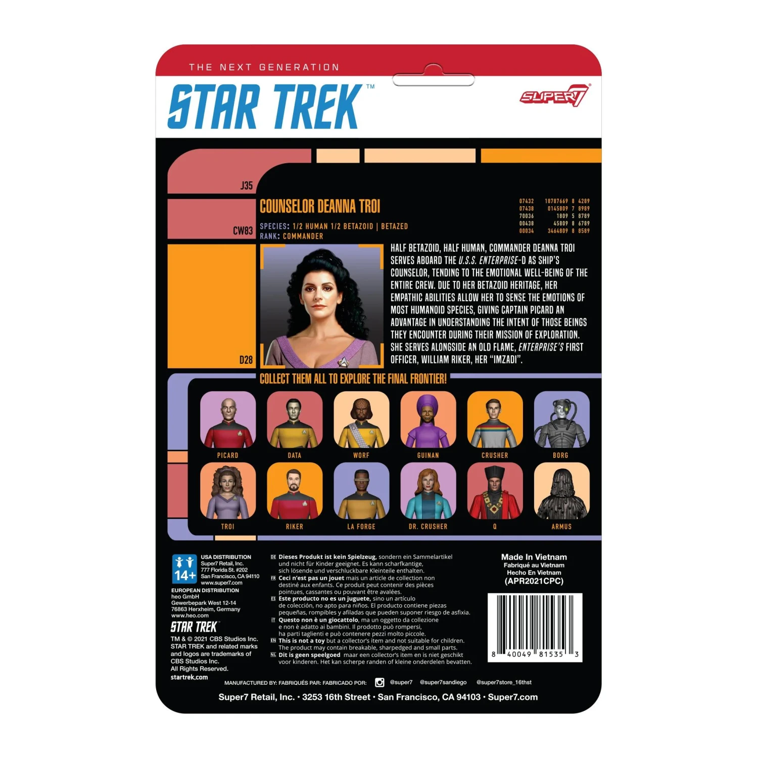 SUPER7 Star Trek: The Next Generation ReAction Action Figure Wave 2 - Counsellor Troi 3 SUPER7 Star Trek: The Next Generation ReAction Action Figure Wave 2 - Counsellor Troi - Image 3