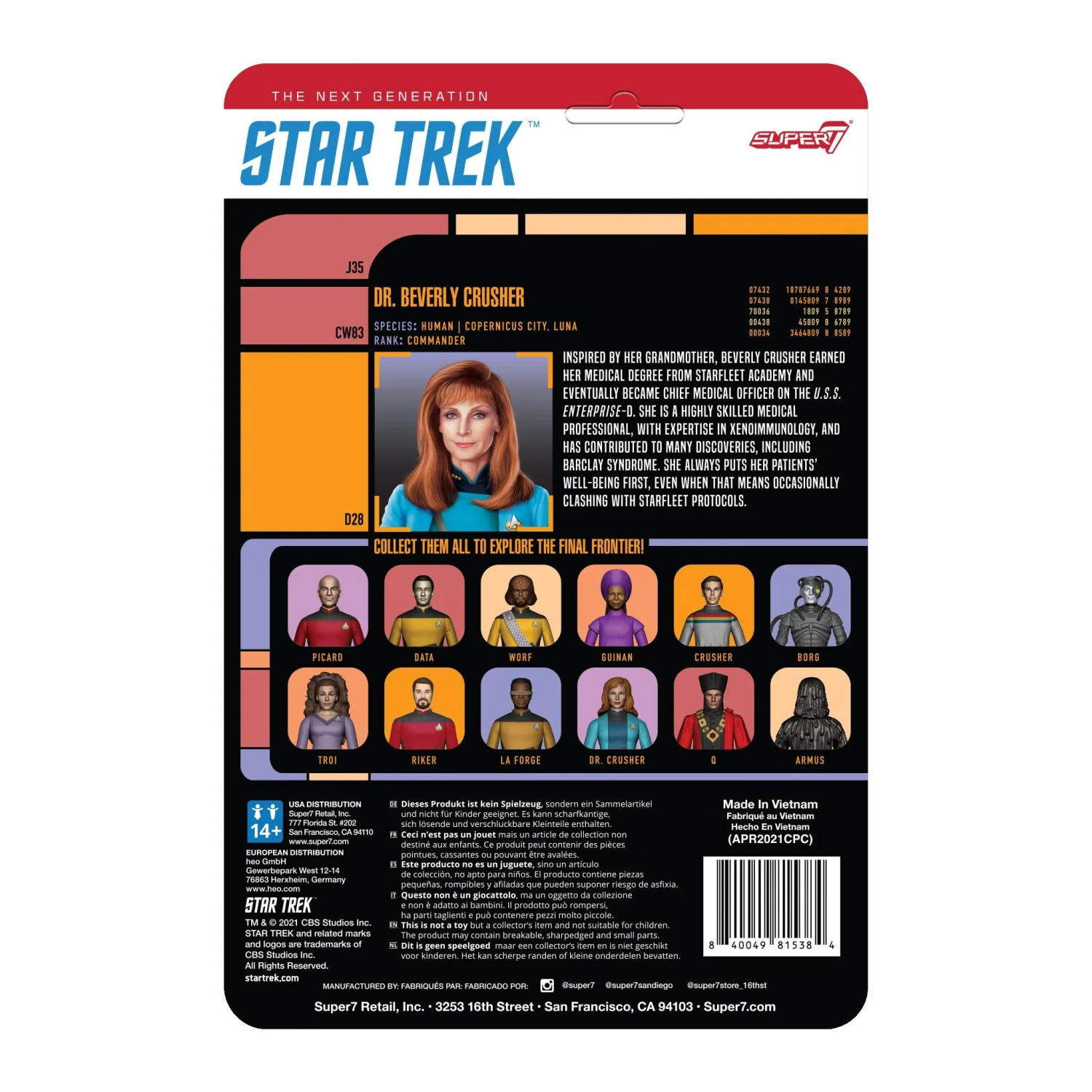 SUPER7 Star Trek: The Next Generation ReAction Action Figure Wave 2 - Dr. Crusher 3 SUPER7 Star Trek: The Next Generation ReAction Action Figure Wave 2 - Dr. Crusher - Image 3